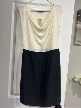 LOFT Cream and Black Petite Dress